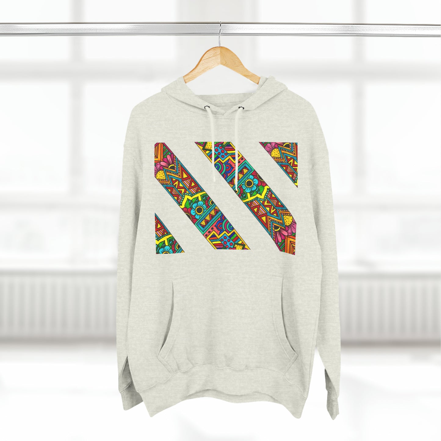 Colour Pattern Three-Panel Fleece Hoodie