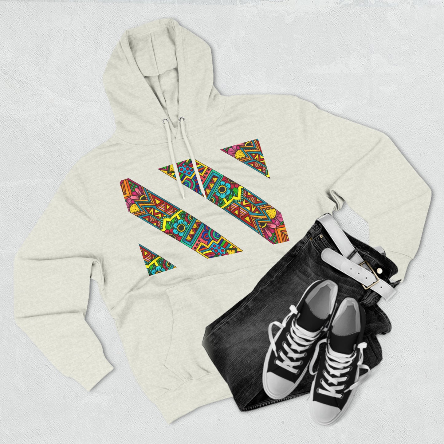 Colour Pattern Three-Panel Fleece Hoodie