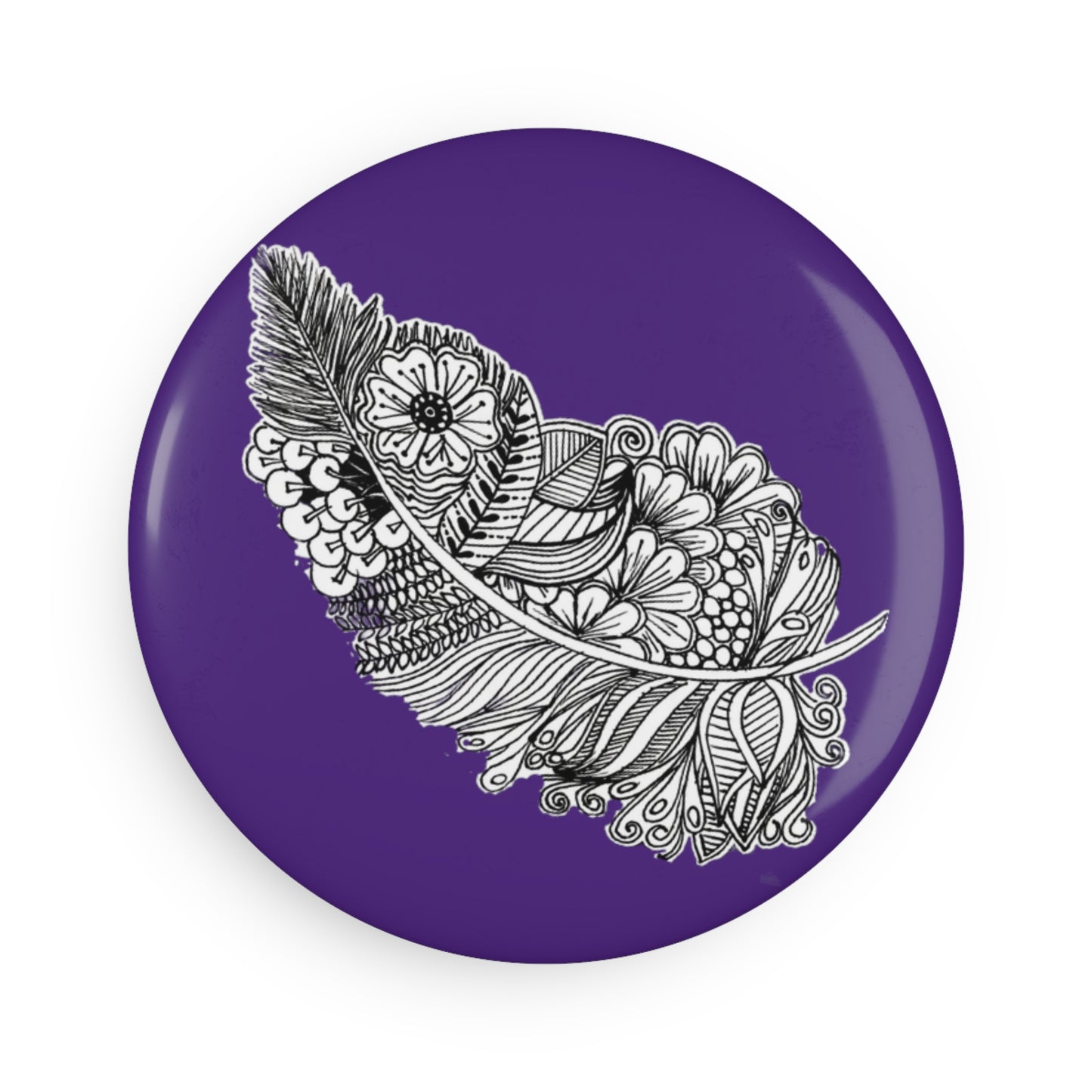 Button Magnet (Purple Feather)