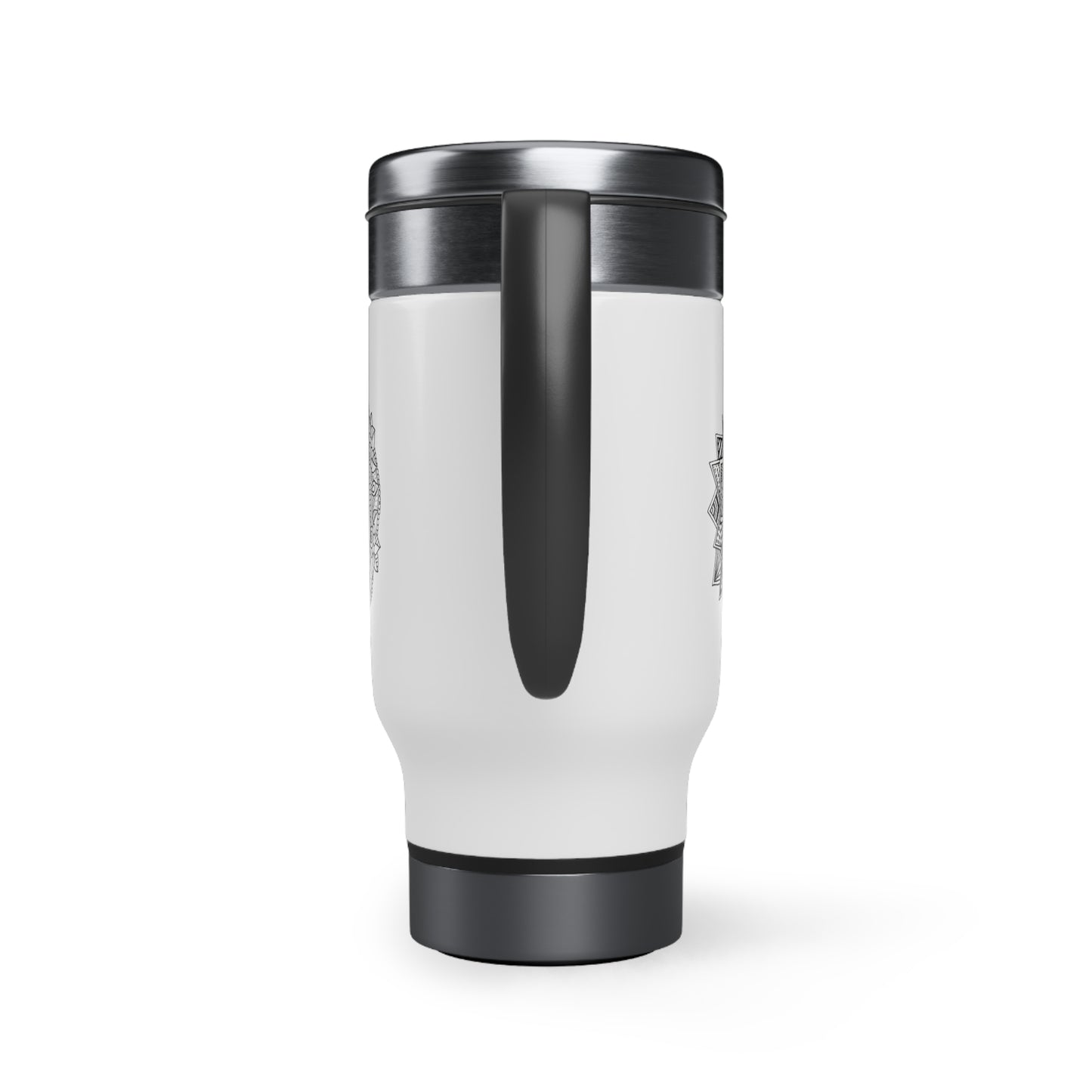 Stainless Steel Travel Mug with Handle, 14oz (Triple Flowers)