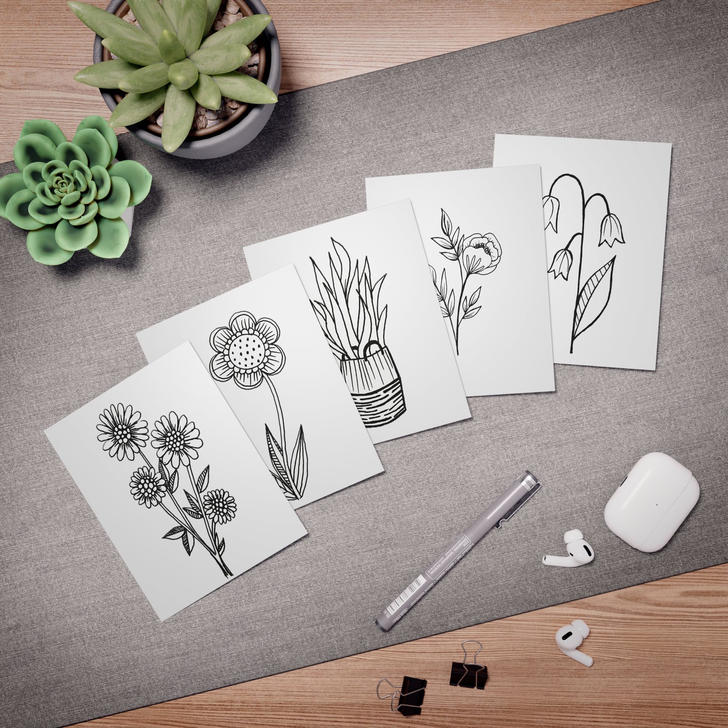 Colour Me Cards (5-Pack) Flowers