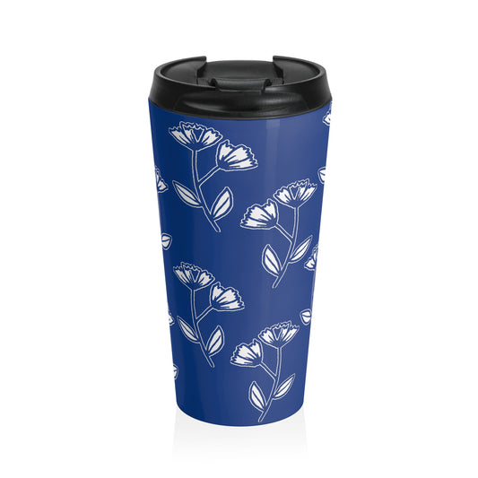 Stainless Steel Travel Mug (White Flowers)