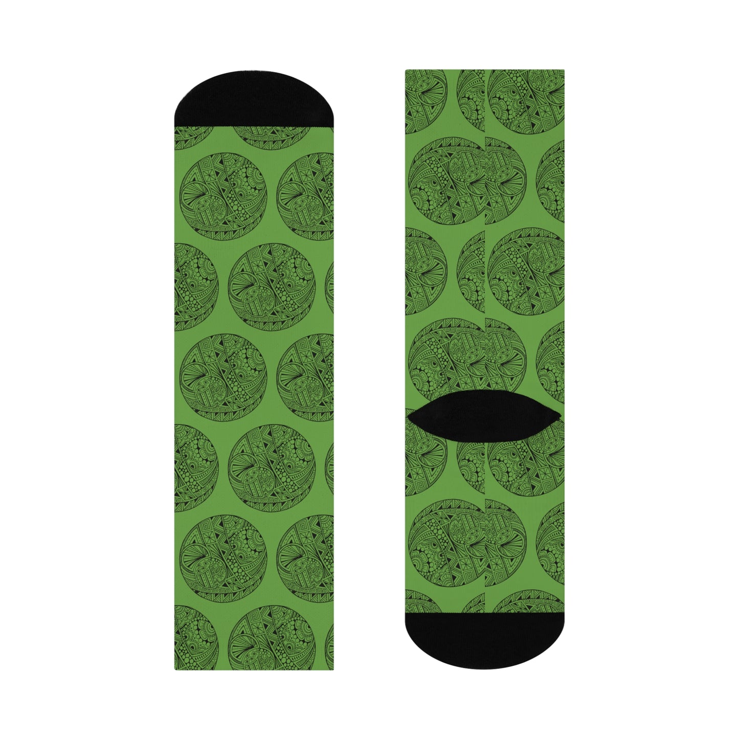 Green Circle Print Cushioned Crew Socks