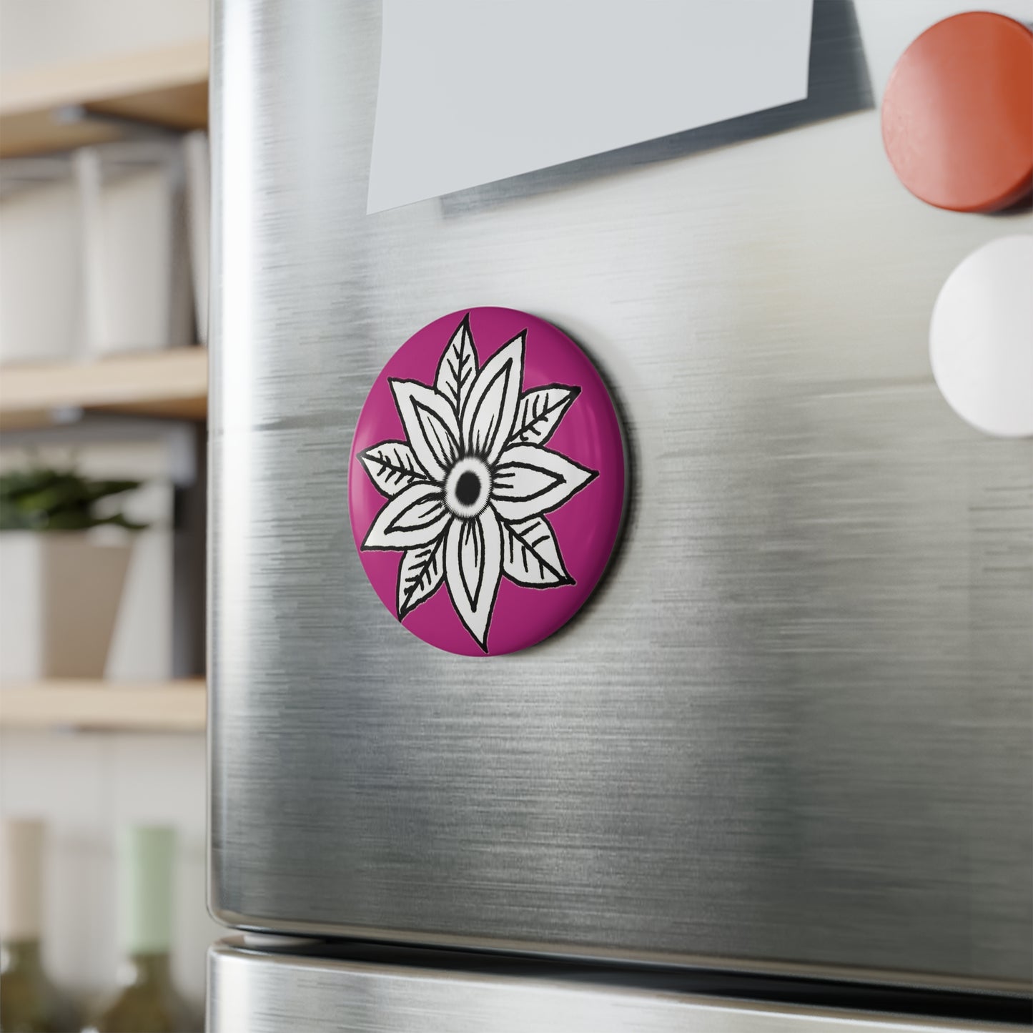 Button Magnet (Pink Flower)