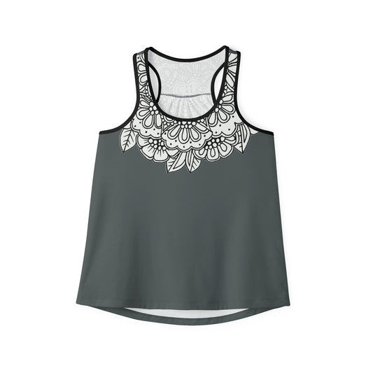 Women's Tank Top (Mandala Collar- Grey)