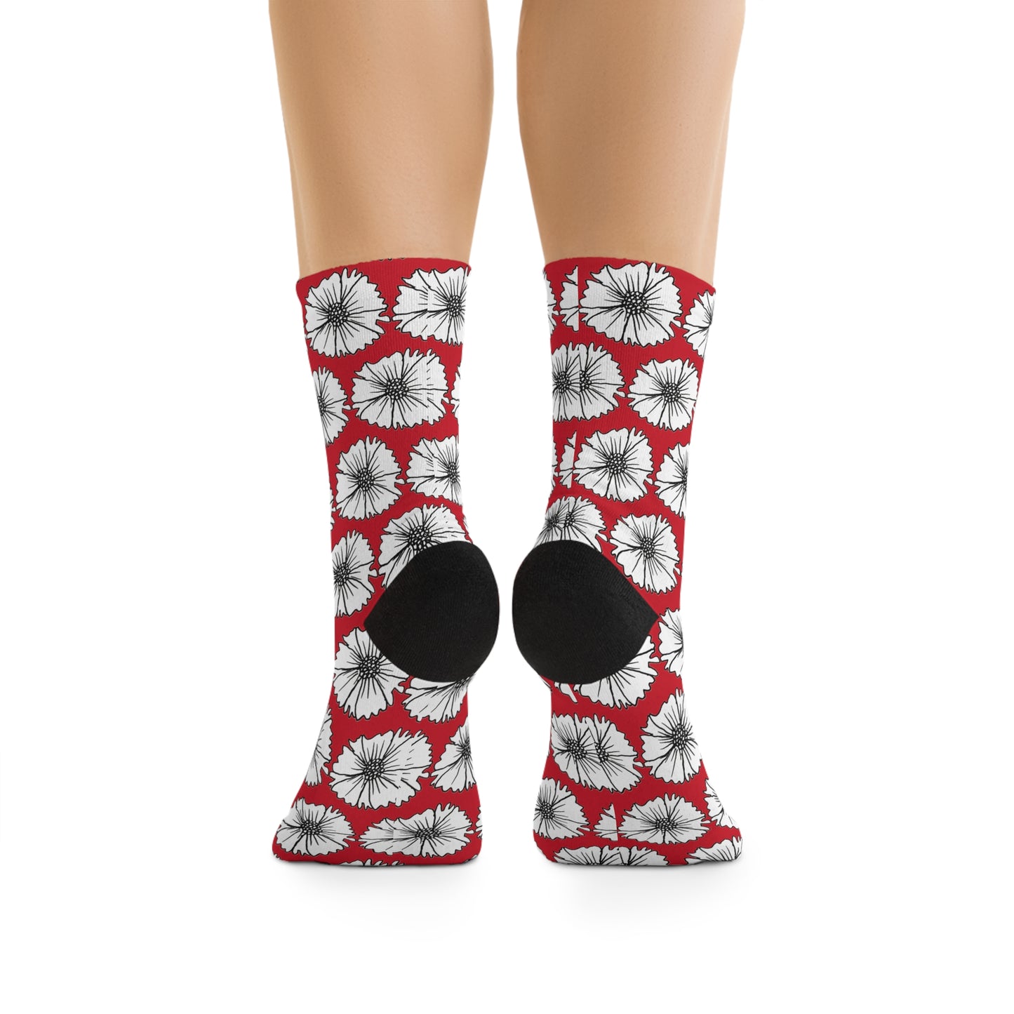 Recycled Poly Socks (Red Flowers)