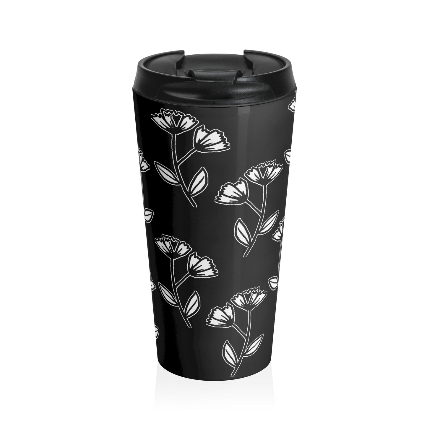 Stainless Steel Travel Mug (B&W Flowers)