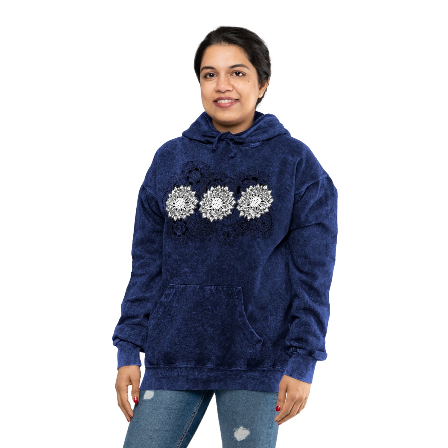 Unisex Mineral Wash Hoodie (Triple Flower)