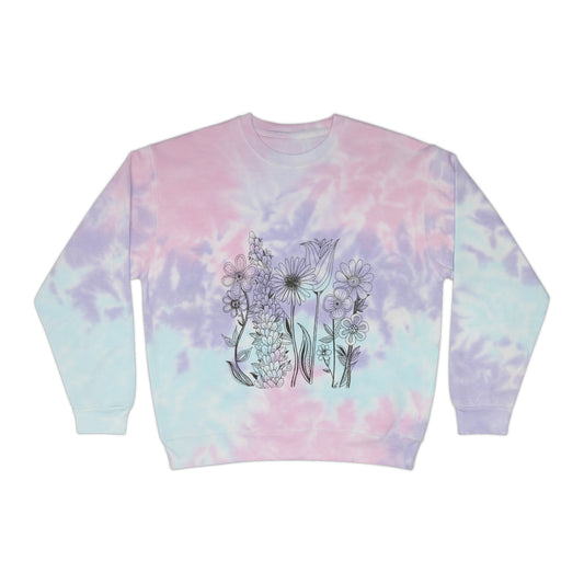 Unisex Tie-Dye Sweatshirt (Flowers)