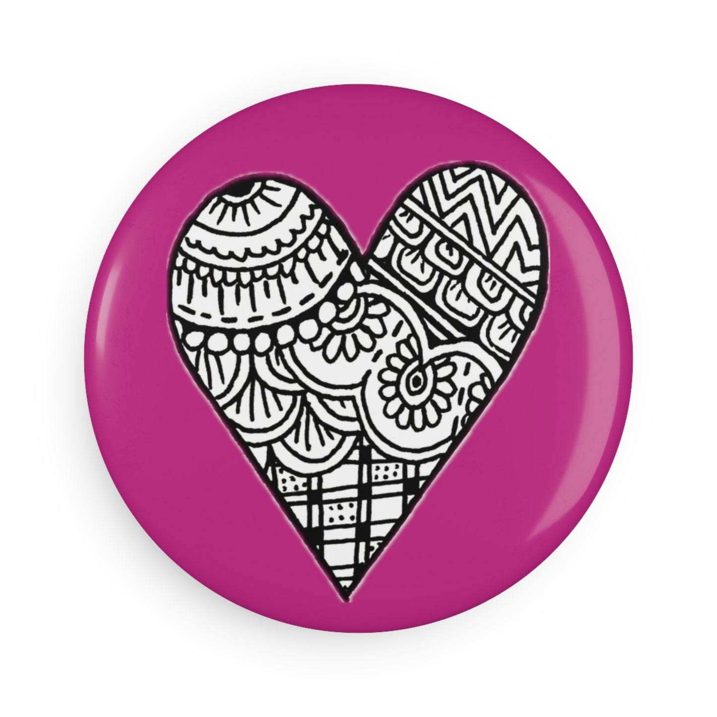 Button Magnet (Dark Pink Heart)