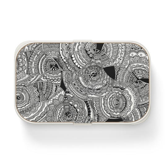 Bento Lunch Box (B&W Mandala)