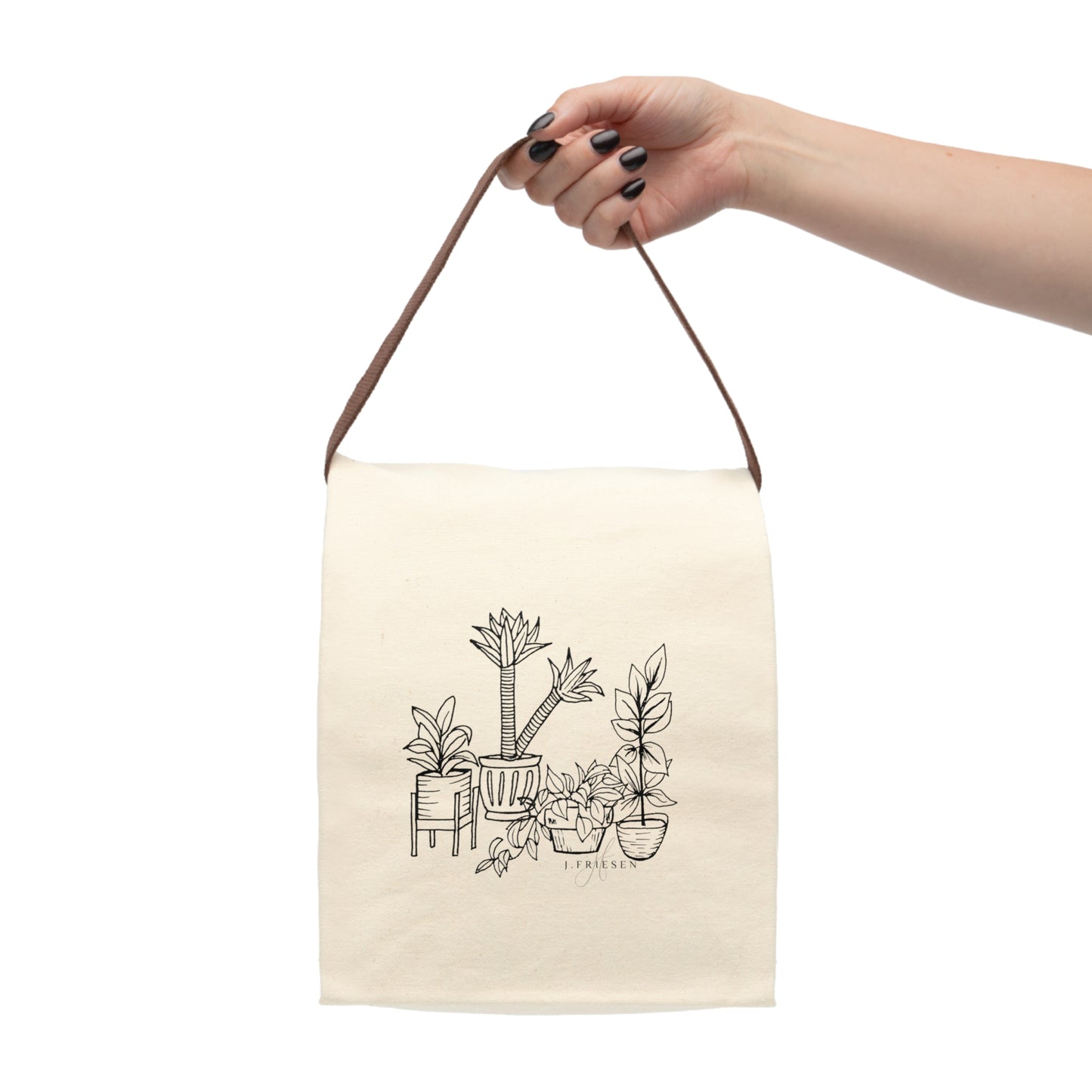 Canvas Lunch Bag With Strap (House Plants)