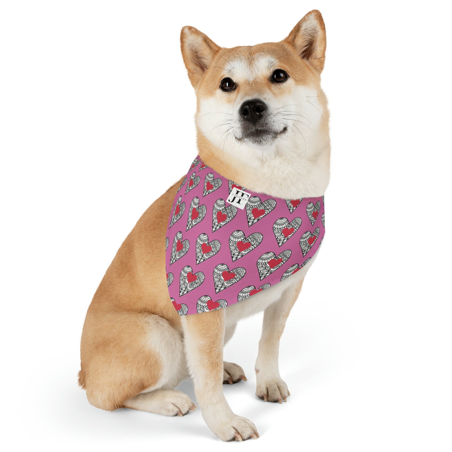 Pet Bandana Collar (Pink Hearts)