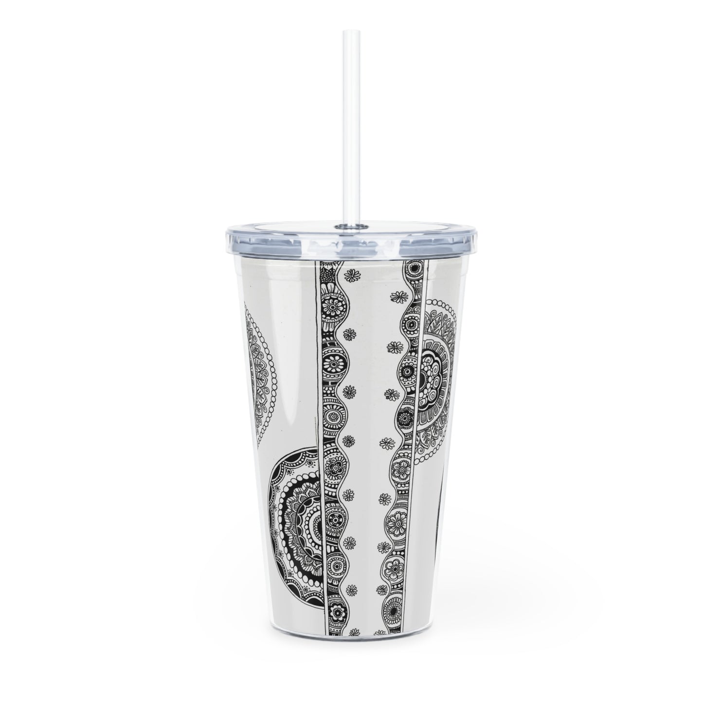 Plastic Tumbler with Straw (White)