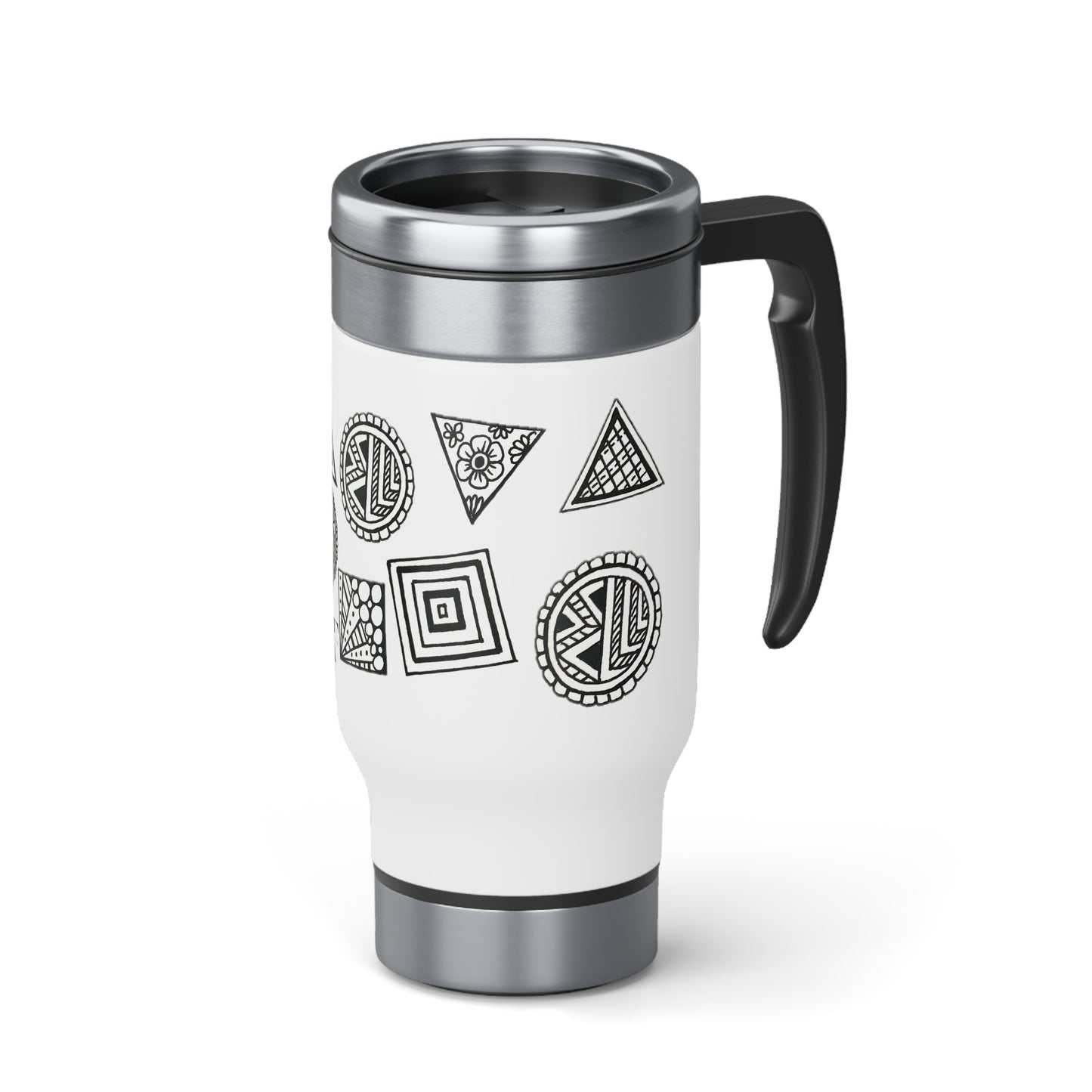 Stainless Steel Travel Mug with Handle, 14oz (Shapes)