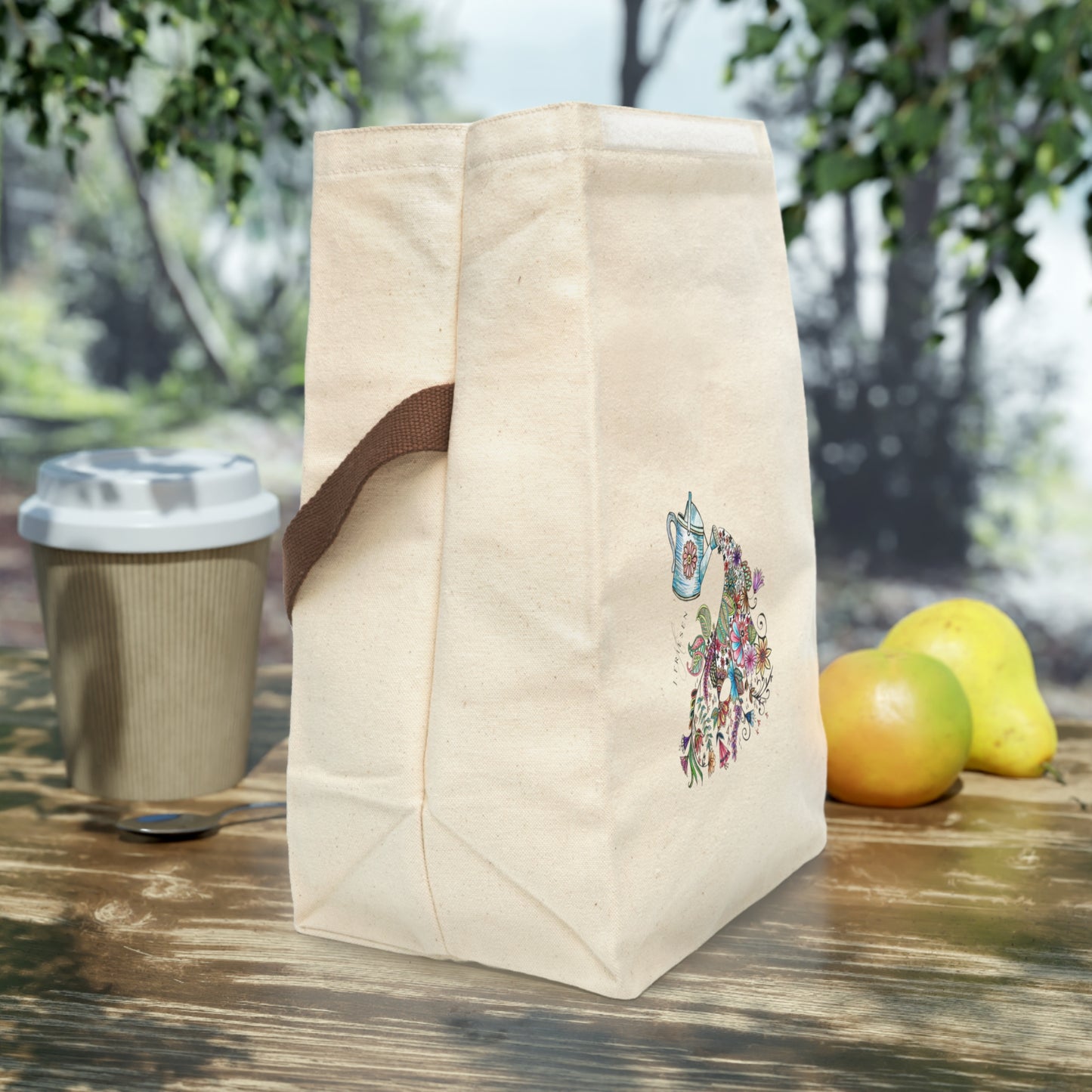 Canvas Lunch Bag With Strap (Watering Can)