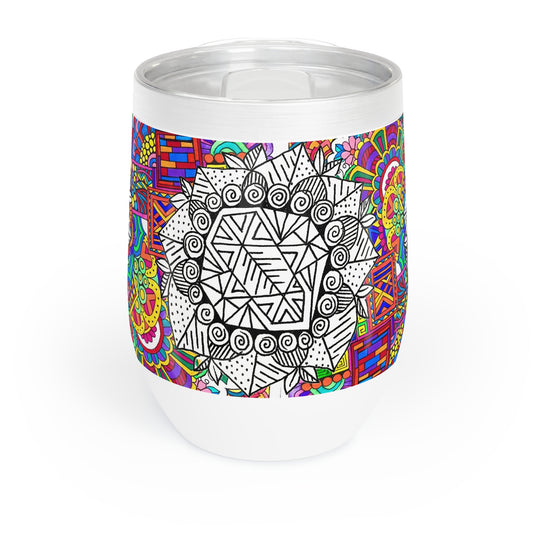 Chill Wine Tumbler (B&W flower)