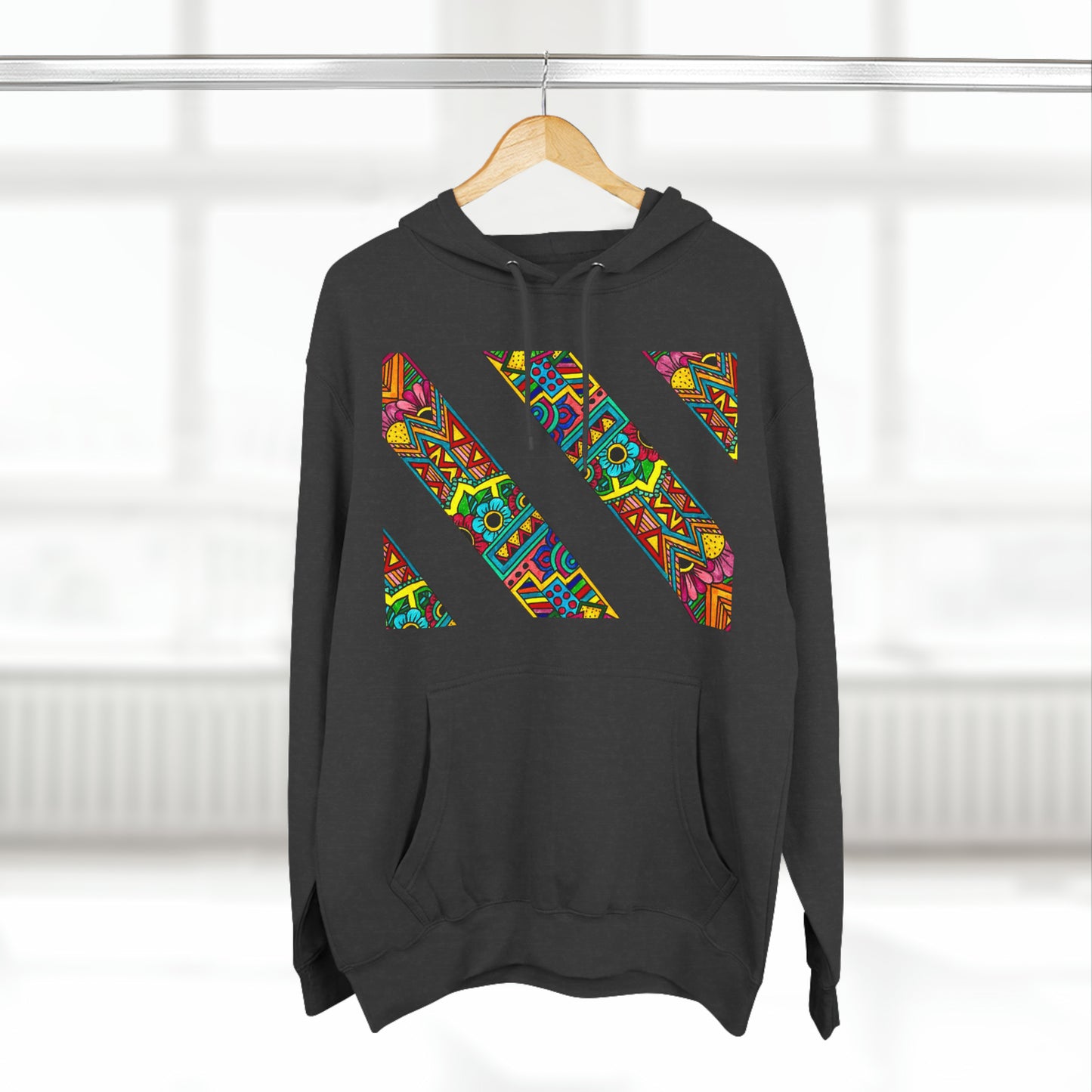 Colour Pattern Three-Panel Fleece Hoodie