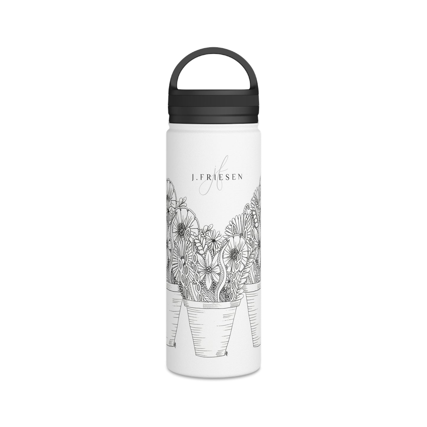 Stainless Steel Water Bottle, Handle Lid (Flower Pots)