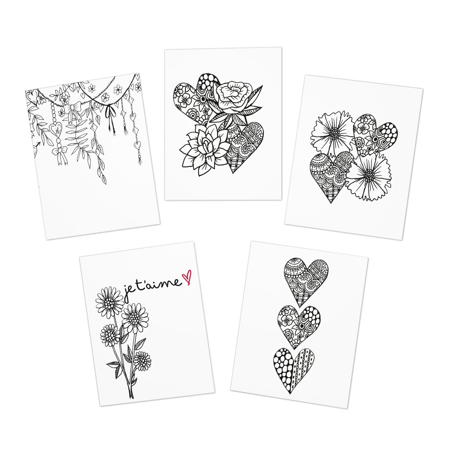 Colour Me Cards (5-Pack) Valentine's Day 2