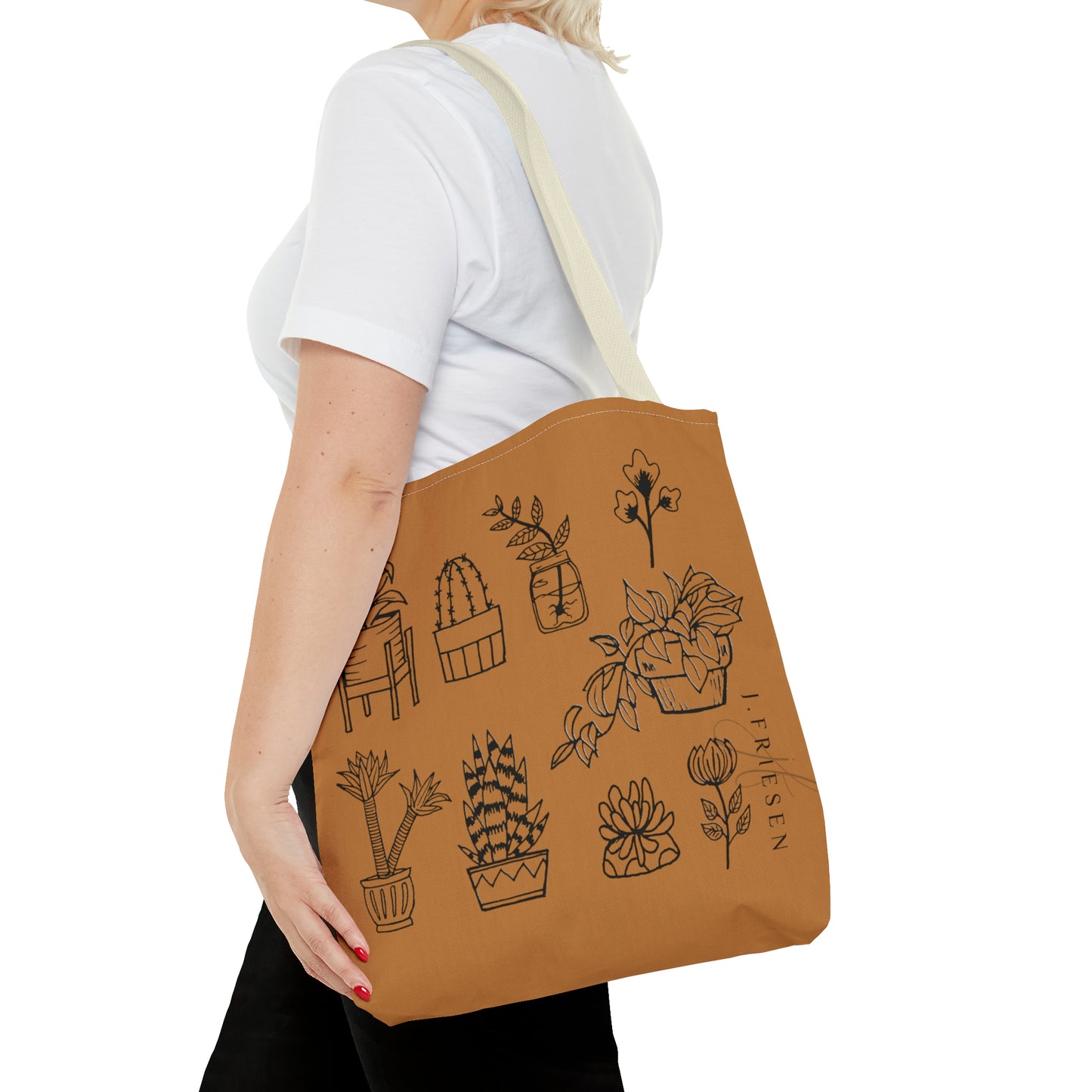 Tote Bag (Brown House Plants)