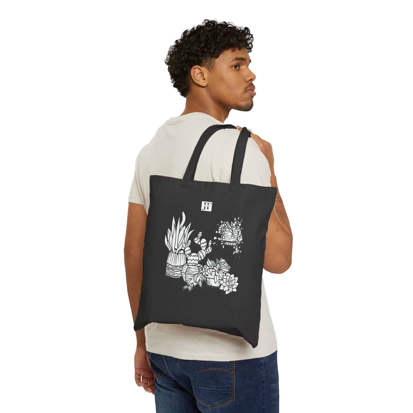 Cotton Canvas Tote Bag (House Plants)