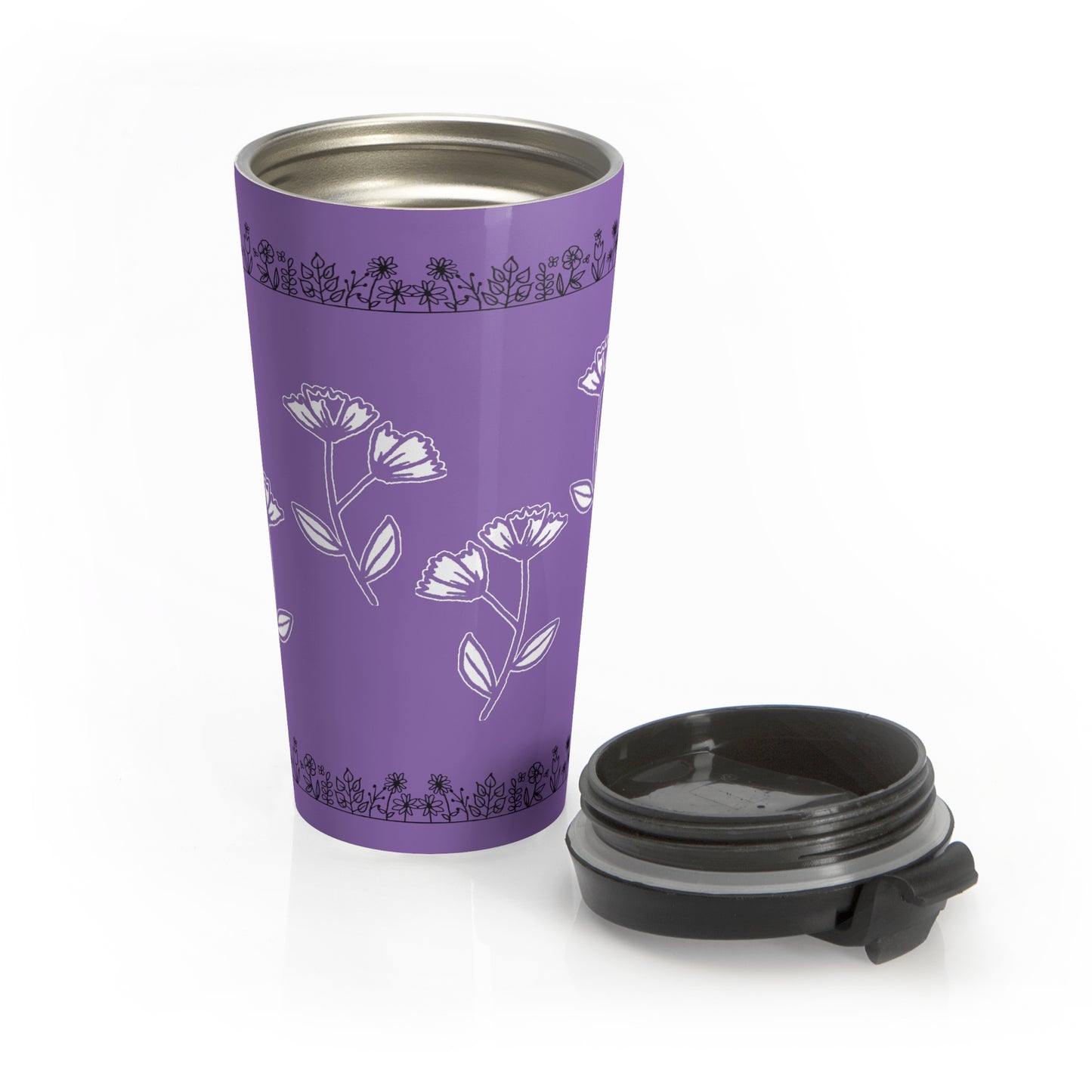 Stainless Steel Travel Mug (Purple Meadow)