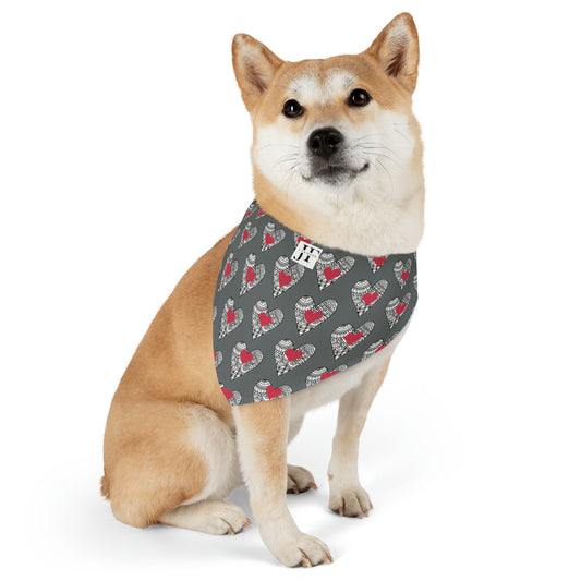 Pet Bandana Collar (Grey Hearts)