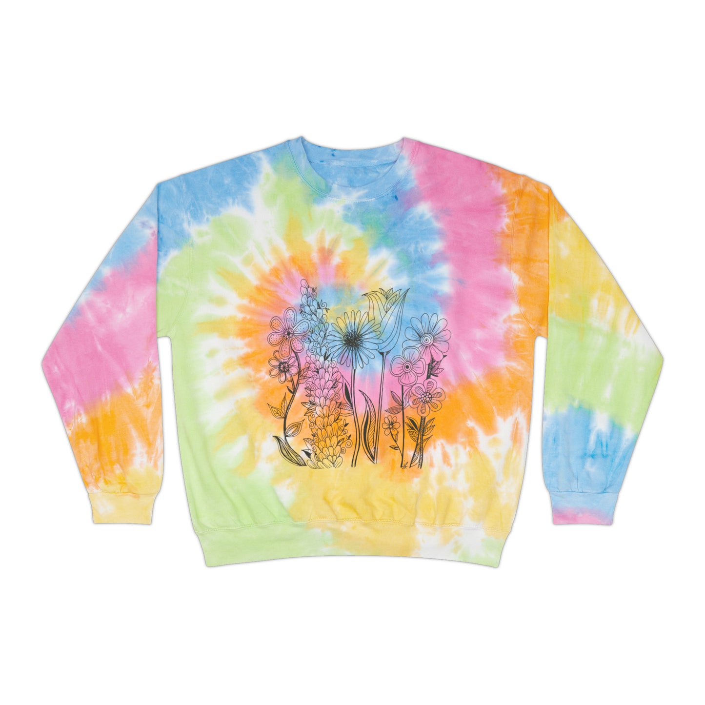 Unisex Tie-Dye Sweatshirt (Flowers)