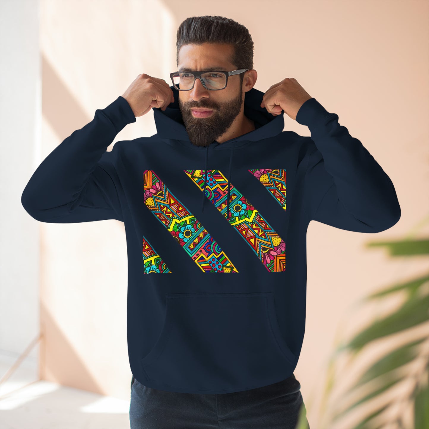 Colour Pattern Three-Panel Fleece Hoodie