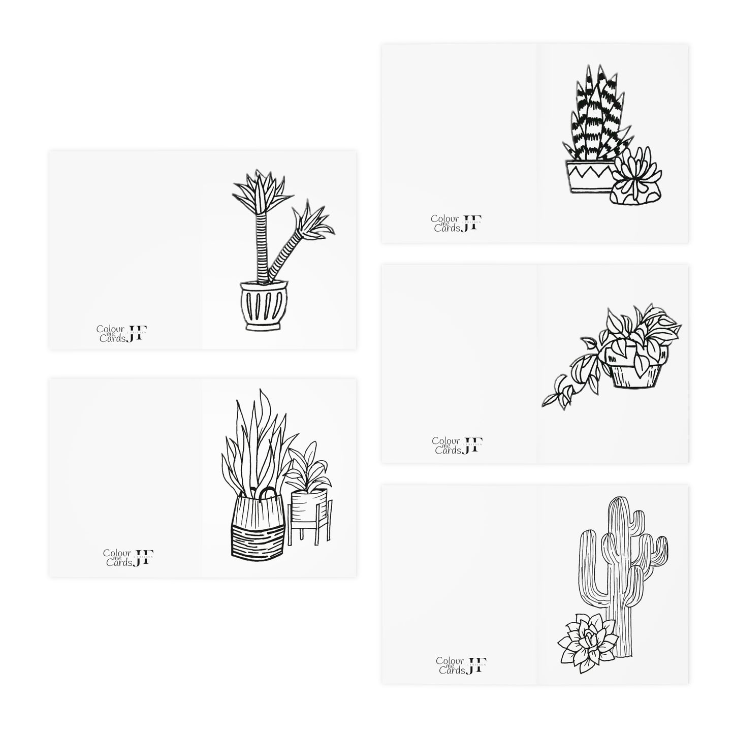 Colour Me Cards (5-Pack) House Plants