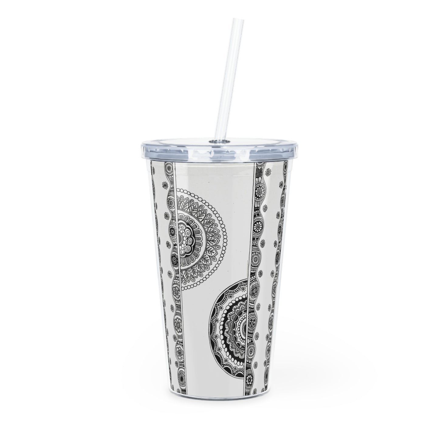 Plastic Tumbler with Straw (White)