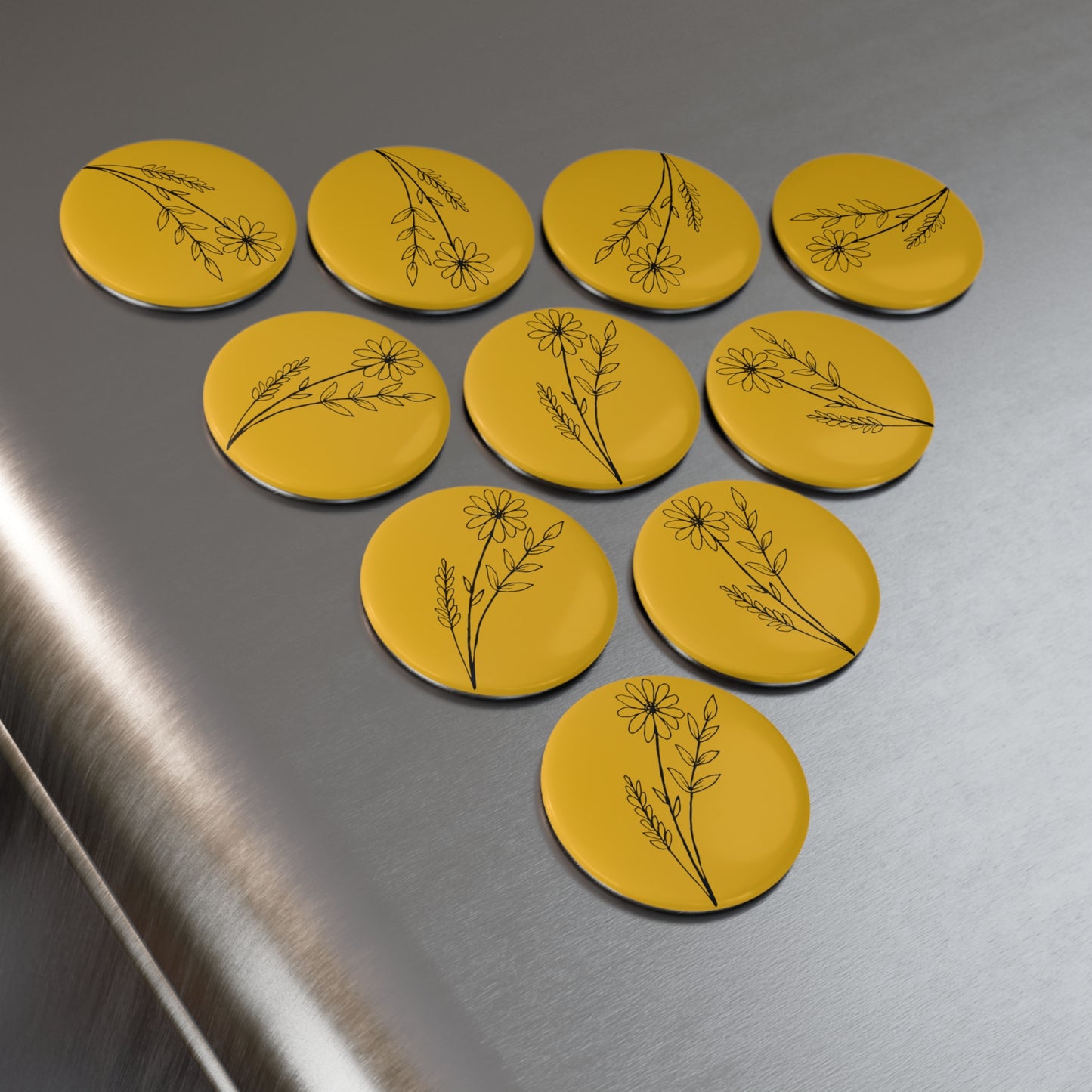 Button Magnet (Yellow Flowers)