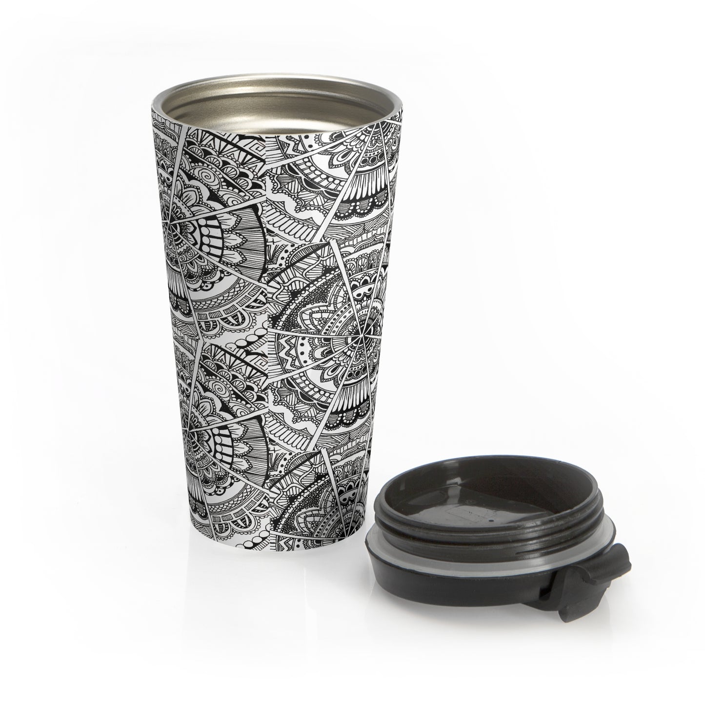 Stainless Steel Travel Mug (B&W Swirl)