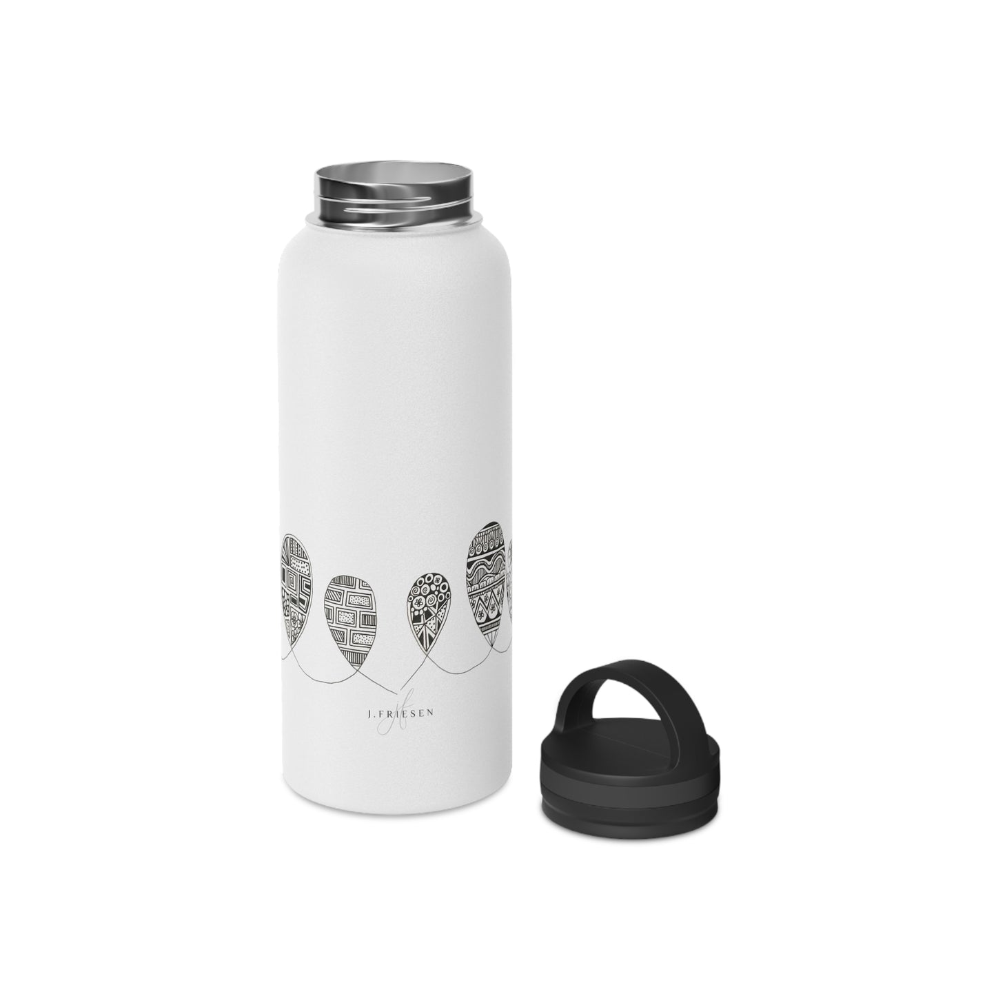 Stainless Steel Water Bottle, Handle Lid (Doodles)