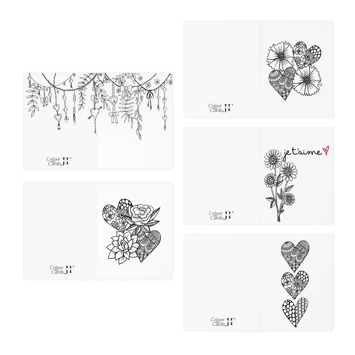 Colour Me Cards (5-Pack) Valentine's Day 2