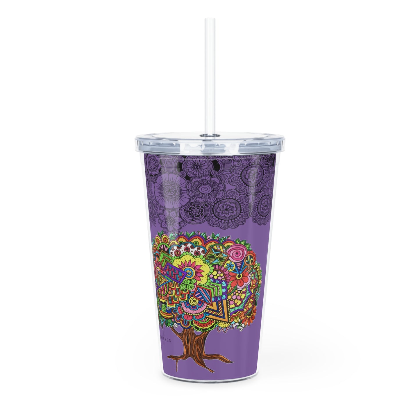 Plastic Tumbler with Straw (Tree of Eden)