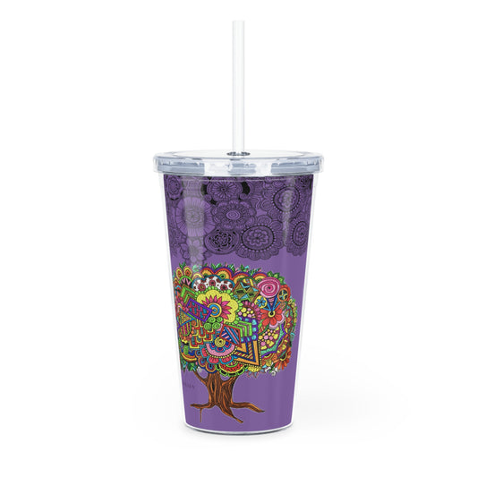 Plastic Tumbler with Straw (Tree of Eden)