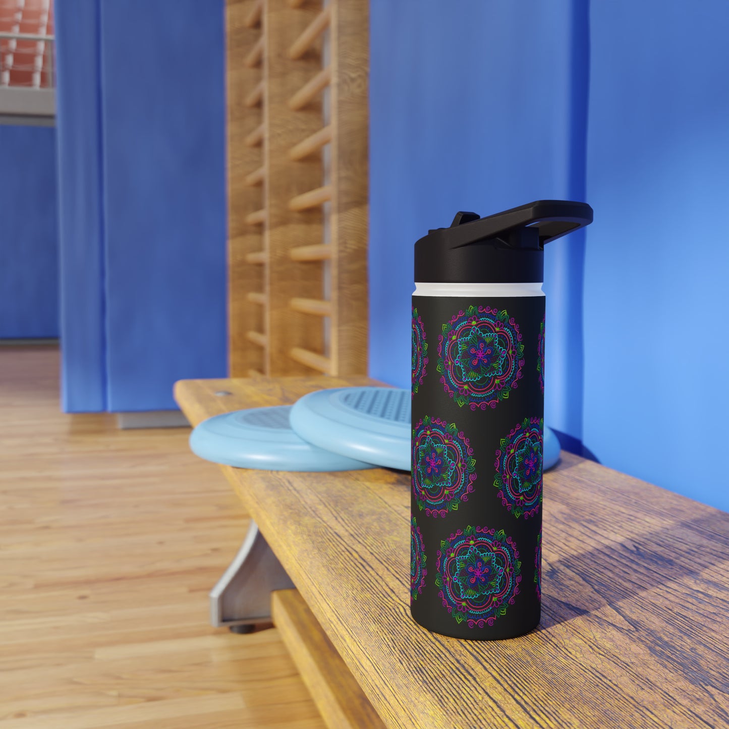 Stainless Steel Water Bottle (Black Mandala)