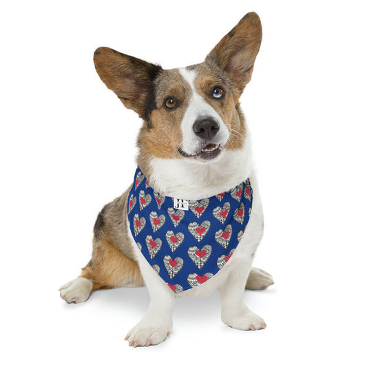 Pet Bandana Collar (Blue Hearts)