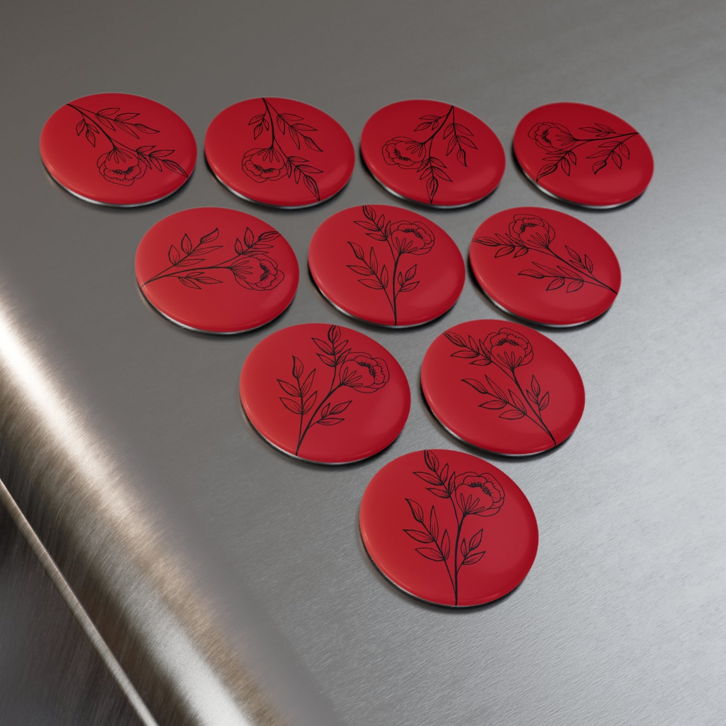 Button Magnet (Red Flower)