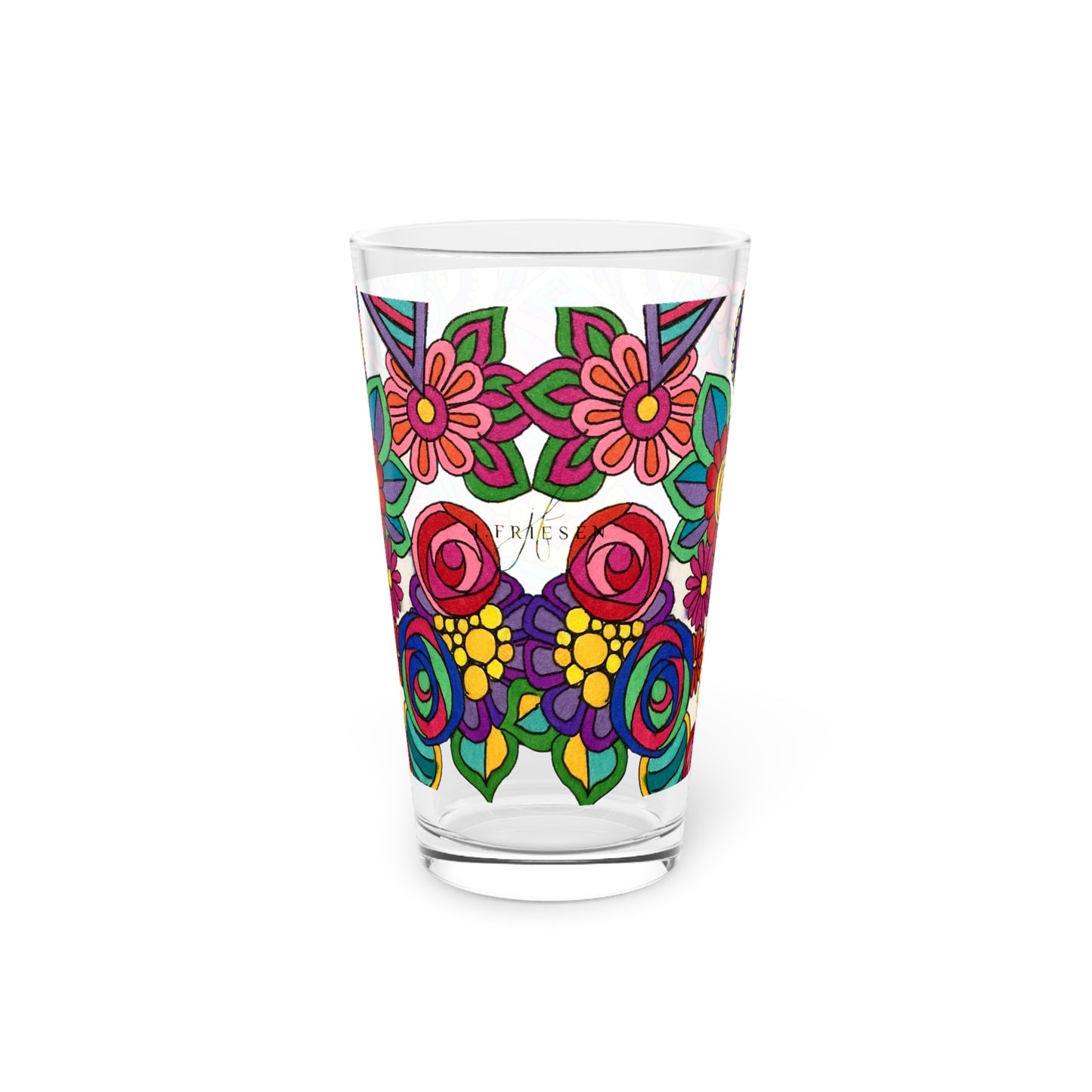 Pint Glass, 16oz (Flower)