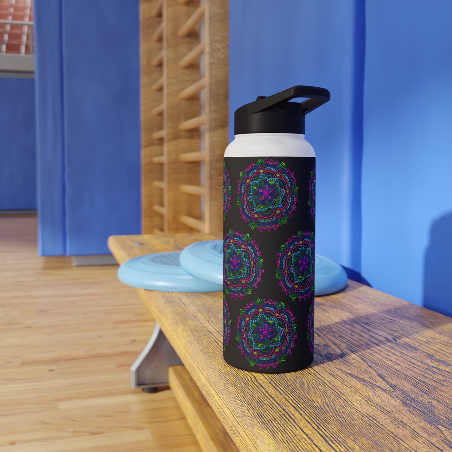 Stainless Steel Water Bottle (Black Mandala)