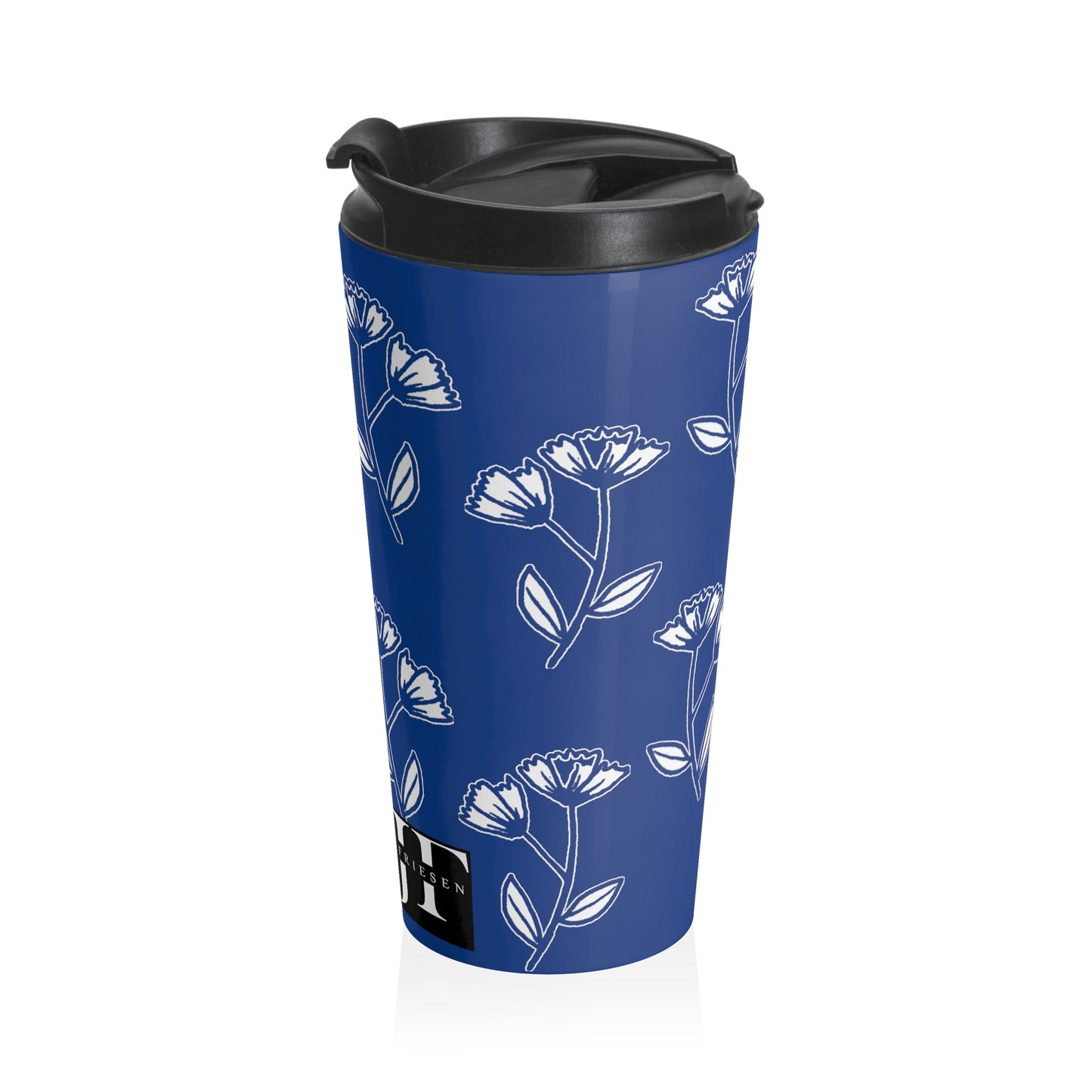 Stainless Steel Travel Mug (White Flowers)