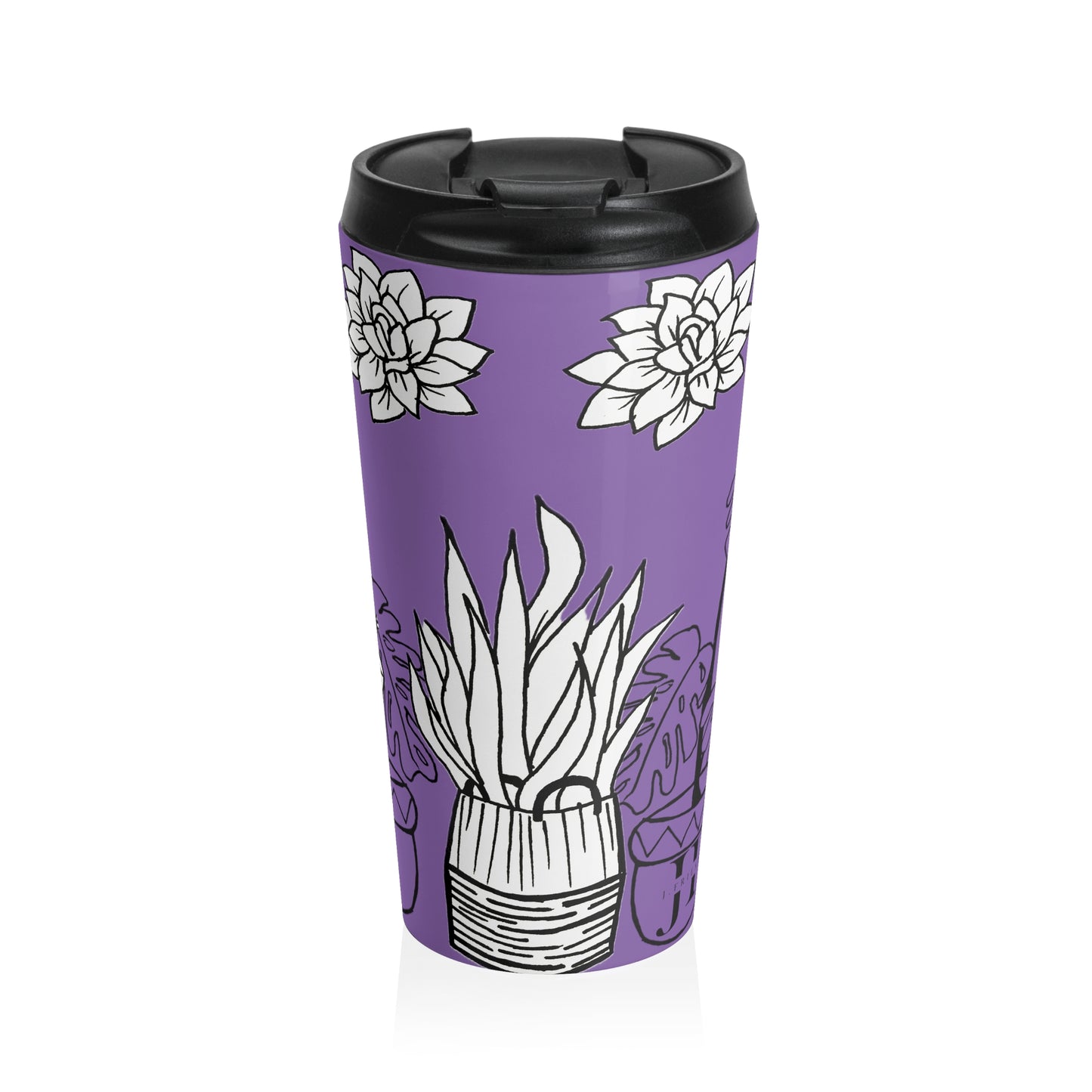 Stainless Steel Travel Mug (Purple Succulents)