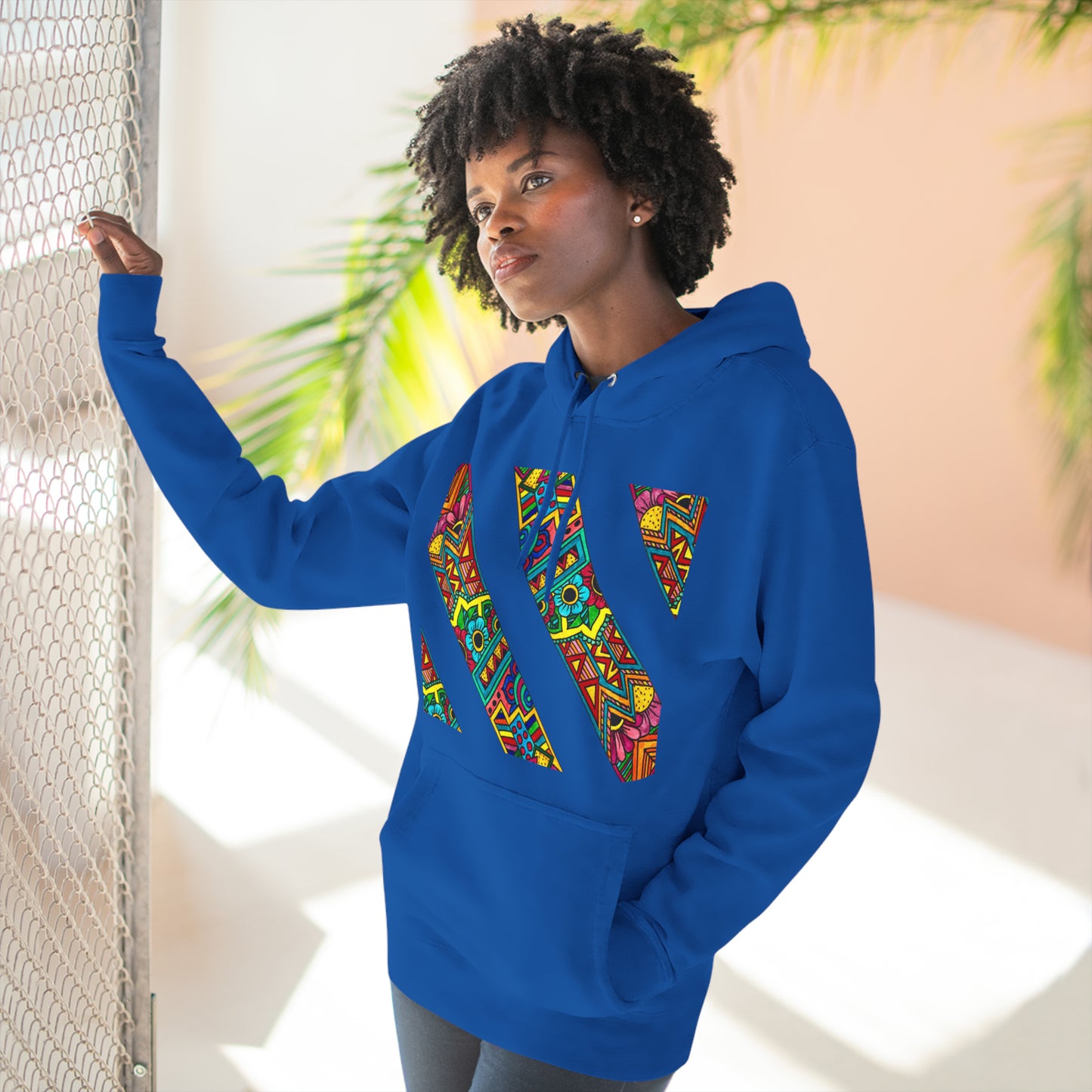 Colour Pattern Three-Panel Fleece Hoodie