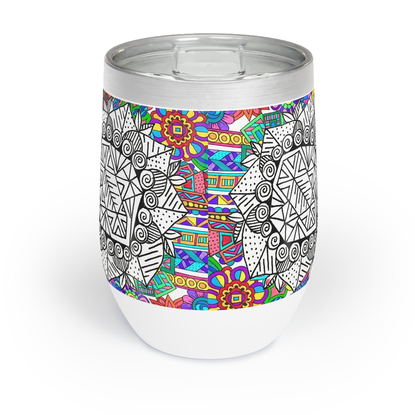 Chill Wine Tumbler (B&W flower)