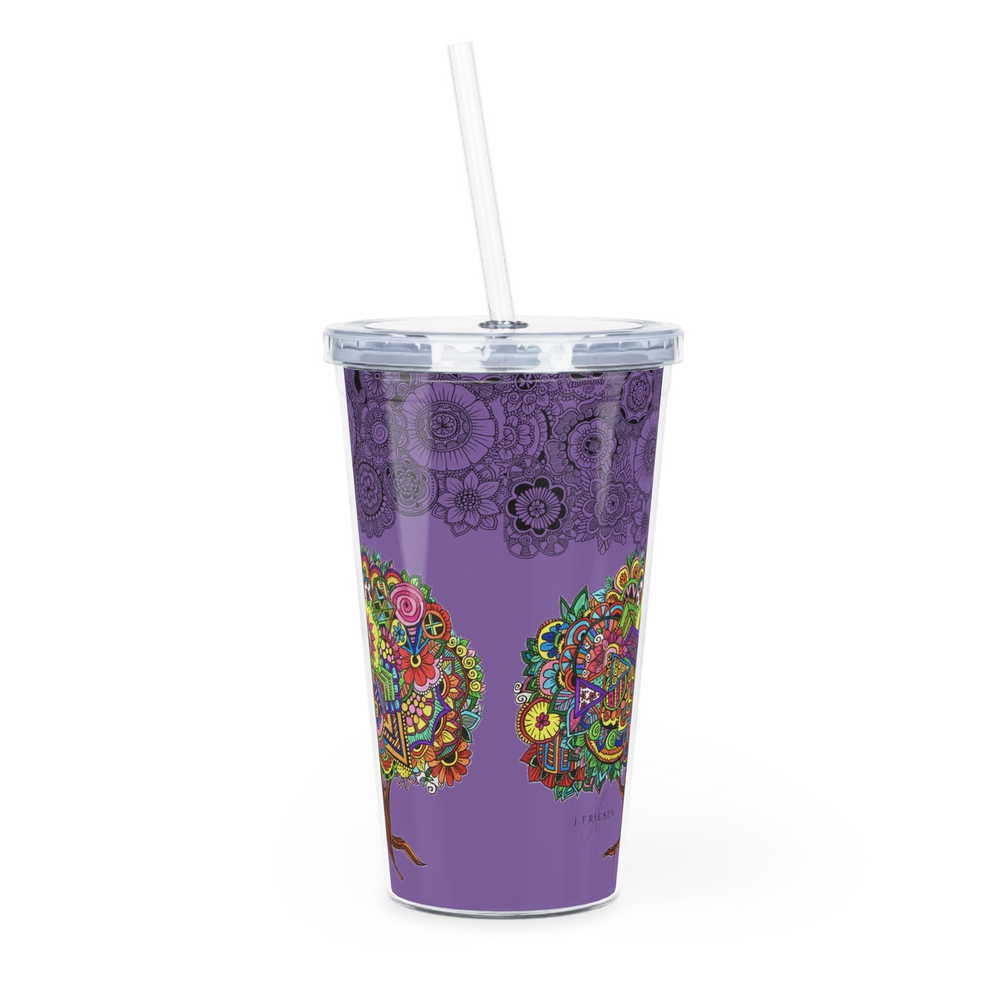 Plastic Tumbler with Straw (Tree of Eden)