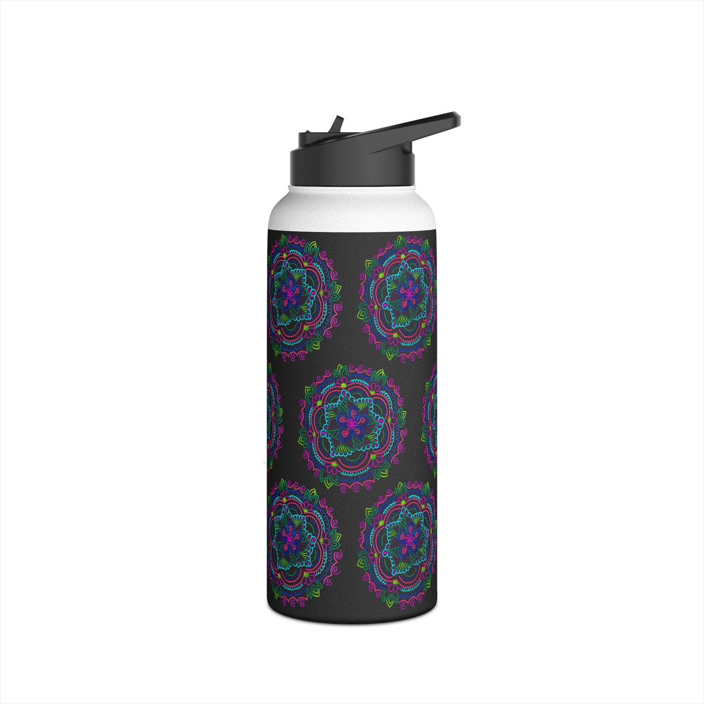 Stainless Steel Water Bottle (Black Mandala)