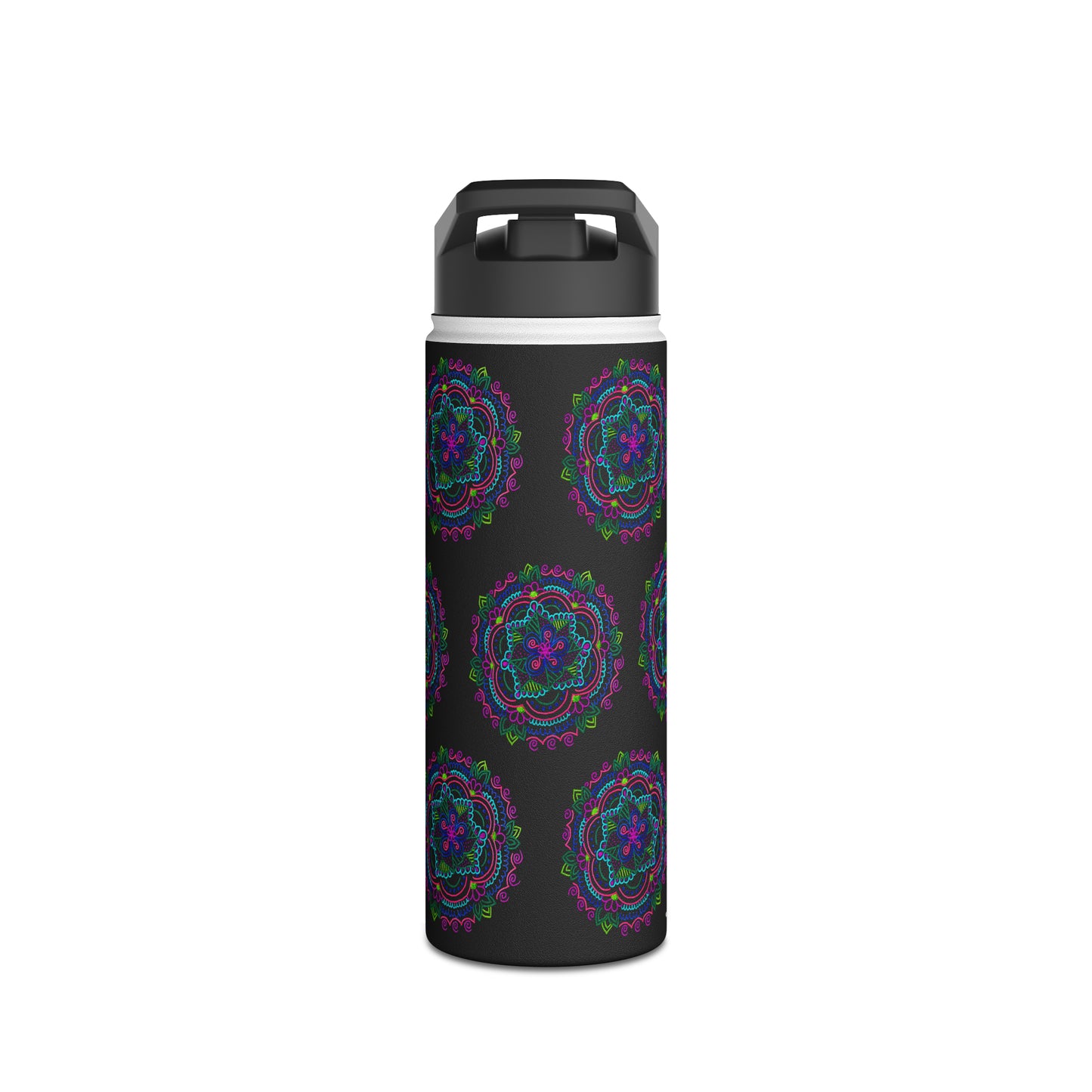 Stainless Steel Water Bottle (Black Mandala)